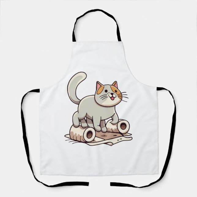 Katzenspielen mit Toilettenpapier Schürze (Vorderseite)