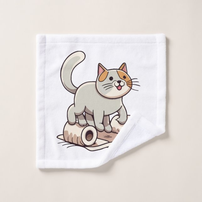Katzenspielen mit Toilettenpapier Waschlappen (Waschlappen)