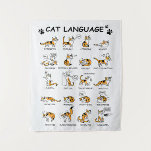 Katzensprache, lustiges Katzen Kitten, Liebe Katze Wandteppich