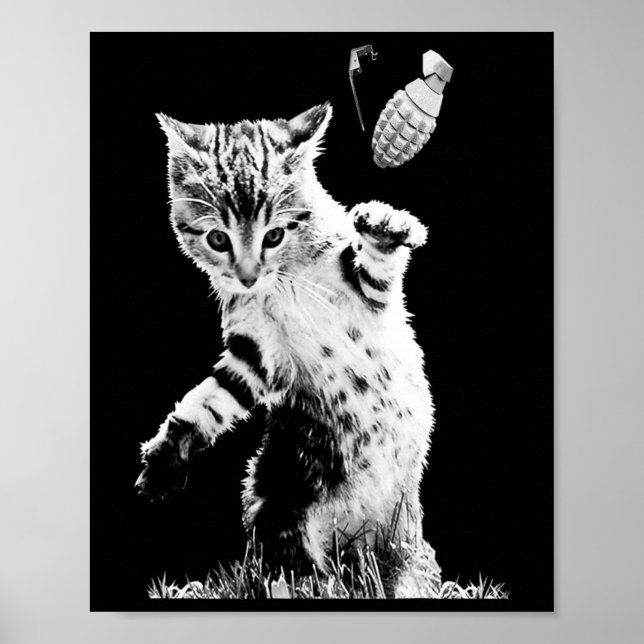 Katzensprung Grenade Funny Kitty Cat Grenade Szene Poster (Vorne)