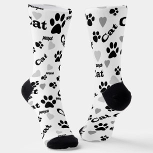 Katzenspuren, Spuren, Katzen, Tiersocken Socken
