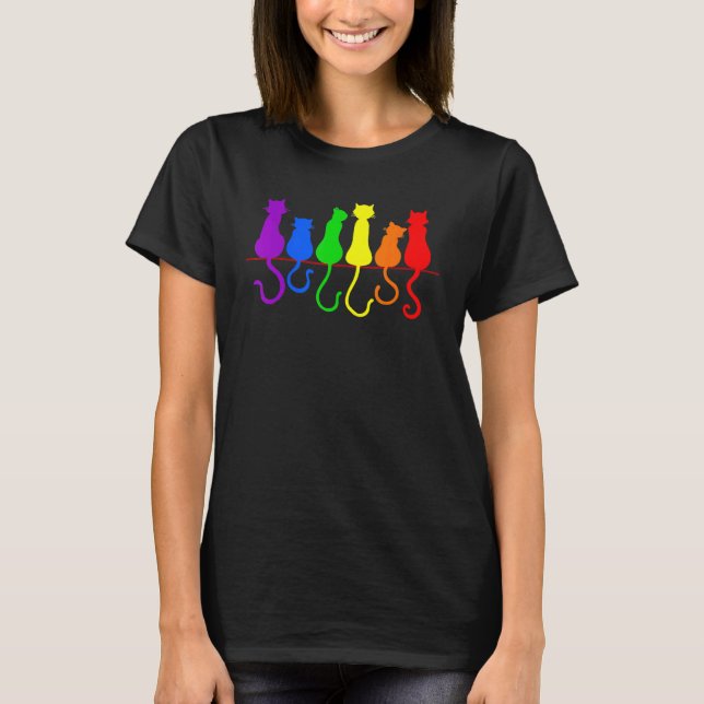 Katzenstack Rainbow Gay Pride Lgbt Animal Pet 1 T-Shirt (Vorderseite)