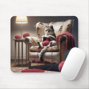 Katzenstich im alten Stuhl Mousepad