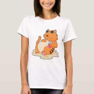 Katzenstrandgetränk Sommer T-Shirt
