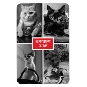 Katzentag schwarz weiß rot magnet