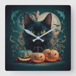 Katzentag Weihnachtsfeier. Design Quadratische Wanduhr