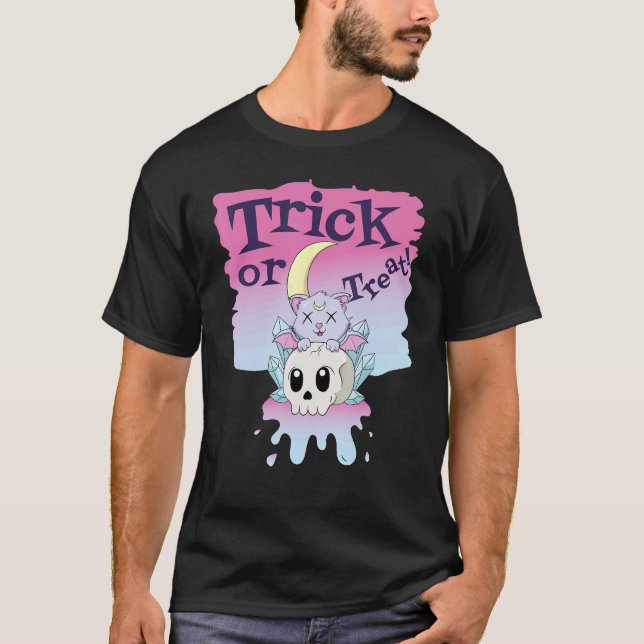 Katzentrick oder Halloween-Verpflegung 1 T-Shirt (Vorderseite)