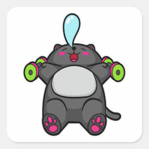 Katzenunterricht am Brustkorb mit Dumbells Quadratischer Aufkleber