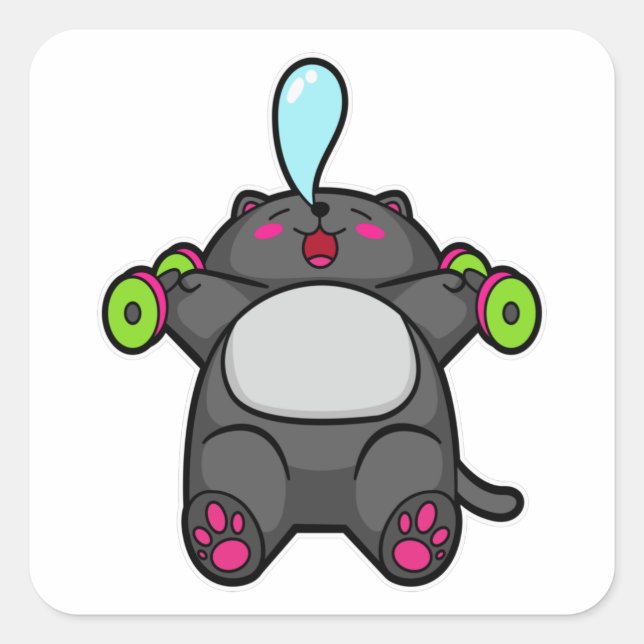 Katzenunterricht am Brustkorb mit Dumbells Quadratischer Aufkleber (Vorderseite)