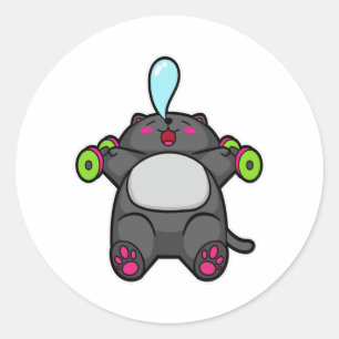 Katzenunterricht am Brustkorb mit Dumbells Runder Aufkleber