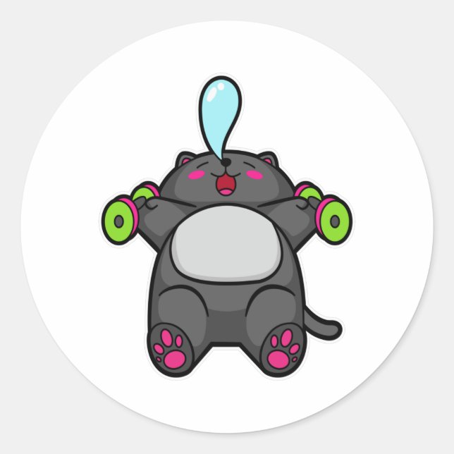 Katzenunterricht am Brustkorb mit Dumbells Runder Aufkleber (Vorderseite)