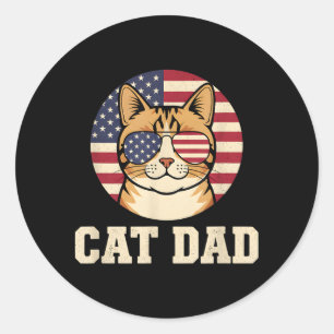 Katzenvater Amerikanische Flagge Patriotische Katz Runder Aufkleber