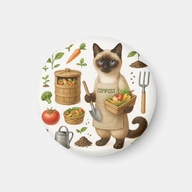 KatzenVater im Garten Magnet (Vorne)