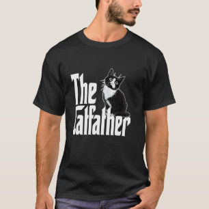 Katzenvater The Catfather Süße Schwarz-Weiß-Katze  T-Shirt