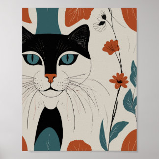 Katzenverkleidung mit bunten Blume Poster