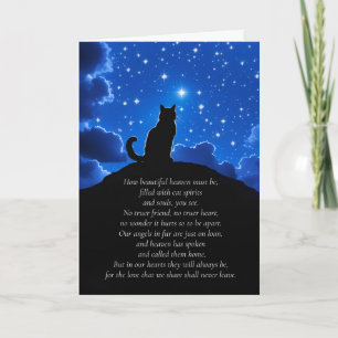 Katzenverlust-Trauer mit Katze, die in den Himmel Karte