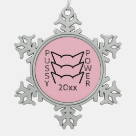 Katzenweibchen Ohren rosa Widerstandskraft Frauen Schneeflocken Zinn-Ornament