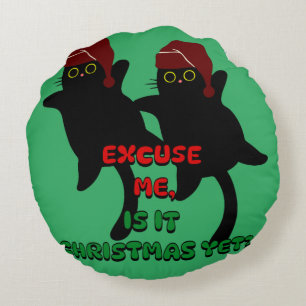 KatzenWeihnachten, ist es schon Weihnachten? Rundes Kissen