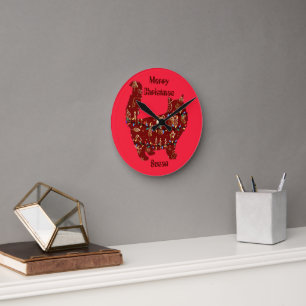KatzenWeihnachtsgeschenk, personalisierter Name an Runde Wanduhr