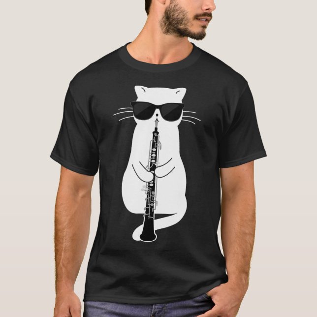 Katzenwelse Oboe spielen T-Shirt (Vorderseite)