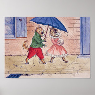 Katzenwerbung im Regen, Louis Wain Poster