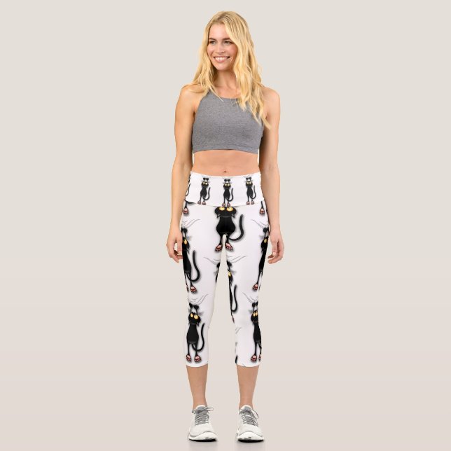 Katzenwitterungsstoff Capri Leggings (Vorderseite)