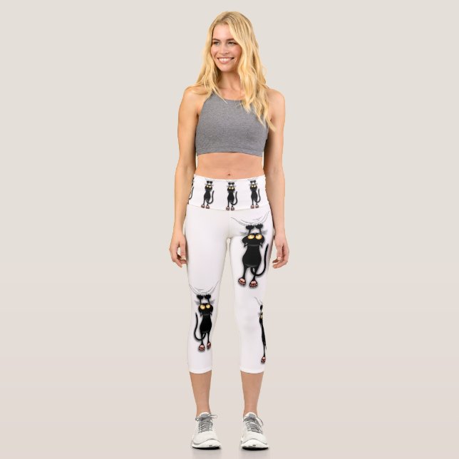 Katzenwitterungsstoff Capri Leggings (Vorderseite)