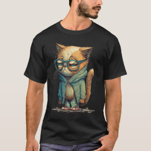 Katzenwütende Katze mit Brillengrafik T-Shirt