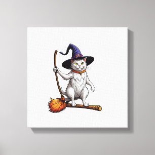 Katzenzauberer Halloween Hexe Mystische Katzenlieb Leinwanddruck