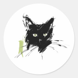 Katzenzeichnung Runder Aufkleber
