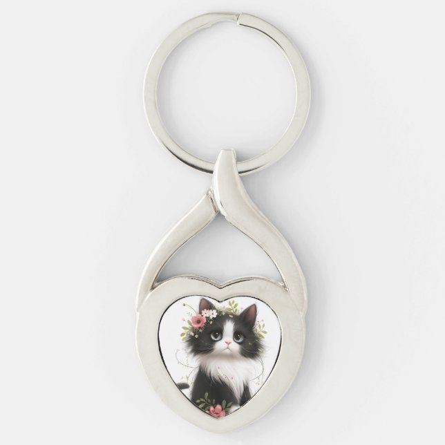 Katzenzeichnung Schlüsselanhänger (Vorderseite)