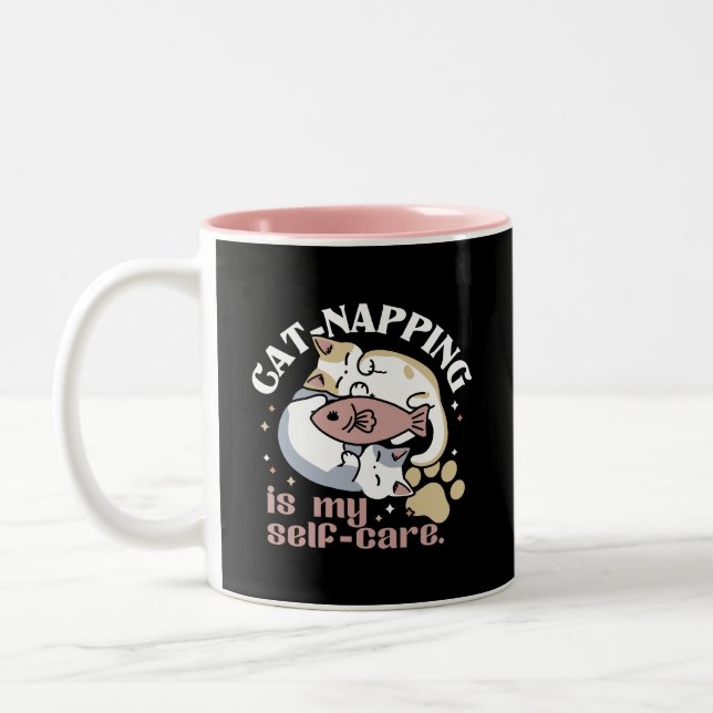 Katzenzuklopfen ist mein Niedliches Katzenangebot  Zweifarbige Tasse (Links)