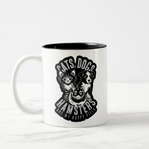 KATZHUNDE HAMSTERS HAPPY PILLS PETS LIEBE ZWEIFARBIGE TASSE