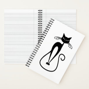 Katzige schlanke schwarze Katze Notizbuch