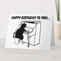 KATZKARTE PIANO GEBURTSTAG ÜBERSIEGTE KARTENKARTE