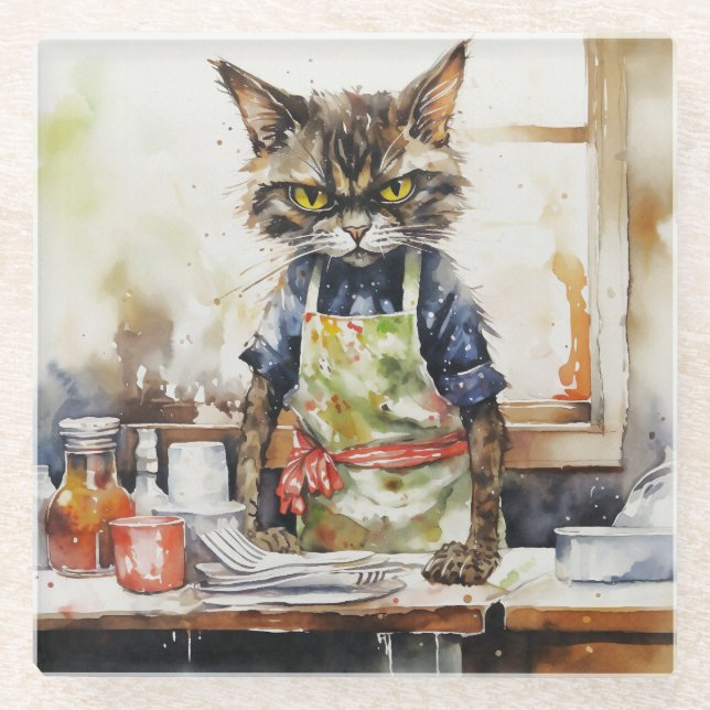 KATZKATZEN DER KÜCHE GLASUNTERSETZER (Vorderseite)