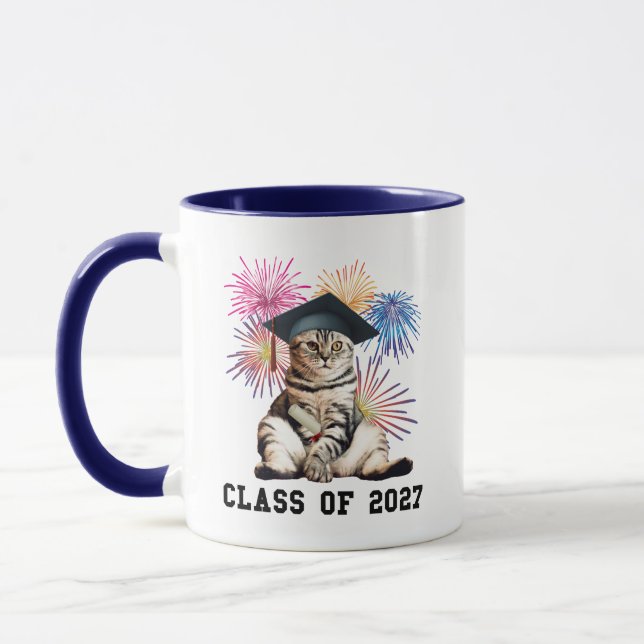 Katzliebhaber Abschlussjahrgang 2027 Tasse (Links)