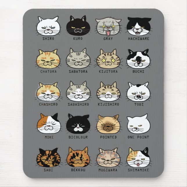 *KatzPattern*【 ブ 猫 猫 柄 グ ウ レ ス. Mousepad (Vorne)