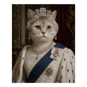 Katzporträt von Königin Elisabeth II. Königliche Poster