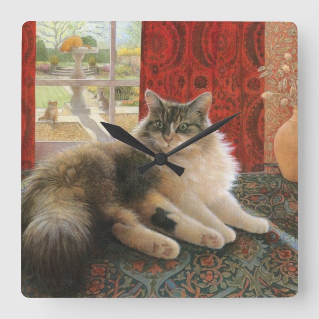 KATZSCHALTER QUADRATISCHE WANDUHR (Vorderseite)