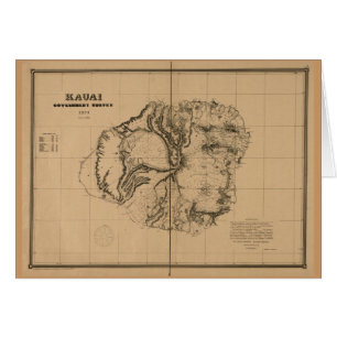 Kauai, 1878, Vintage Hawaii-Karte