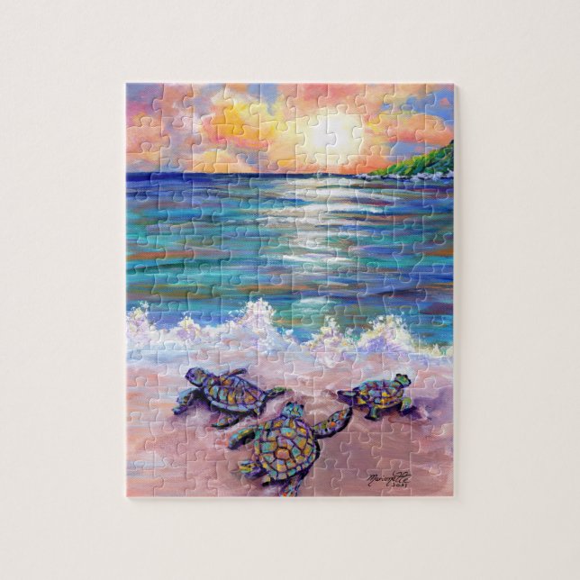 Kauai Baby Sea Turtles at Beach Puzzles (Vertikal)