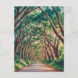 Kauai-Baumtunnel-Aquarell Postkarte