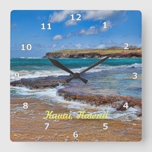 Kauai Beach Clock Quadratische Wanduhr