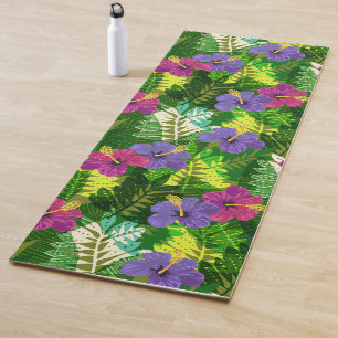 Kauai Dschungel Hawaiianischer Hibiskus und Palmen Yogamatte