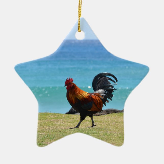 Kauai-Hahn Keramikornament (Vorne)