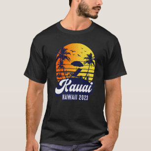 Kauai Hawaii 2023 Hawaiian Sunset Beach Retro Prem T-Shirt