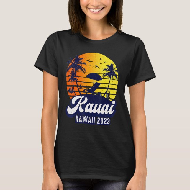 Kauai Hawaii 2023 Hawaiian Sunset Beach Retro T-Shirt (Vorderseite)