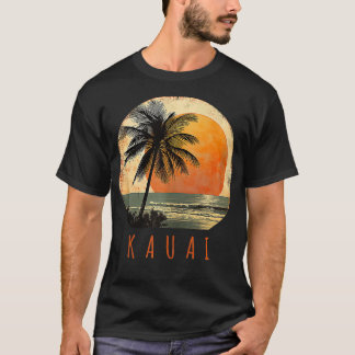 Kauai Hawaii Aloha Beach Vacation Vintag Sunset P T-Shirt