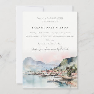 Kauai Hawaii Aquarell-Landschaft Baby Shower Einladung